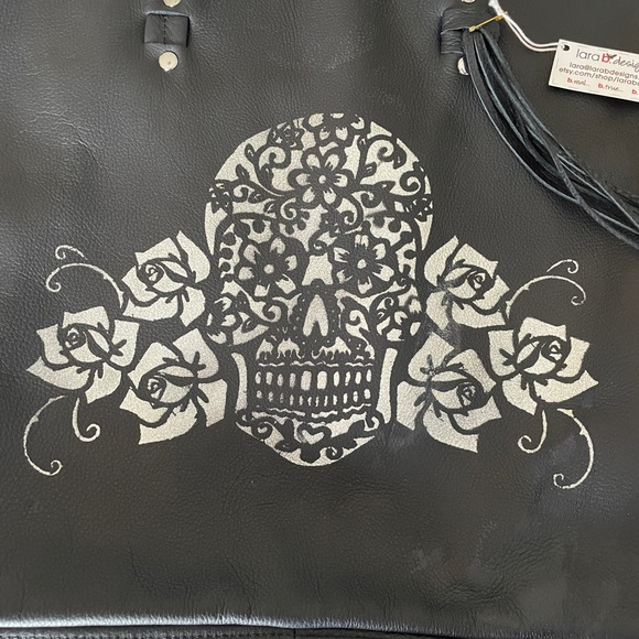 Lara B designs Hand Painted Leather Tote Bag - Picture 5 of 5